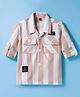 Dapper Dudes Full Sleeves Striped Schiffli Embroidered Shirt - Fawn