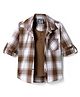 Dapper Dudes Full Sleeves Checked Shirt With Attached Tee - Brown