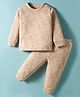 Pink Rabbit Single Jersey Knit Full Sleeves Co-ord Night Suit With Bunny Print - Beige