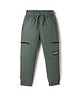 Primo Gino Cotton Elastane Woven Full Length Solid Colour Joggers - Olive Green