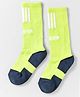 Pine Active Cotton Lycra Knit Breathable Knee Length Football Socks with Text Design - Neon Green