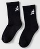 Pine Active Cotton Lycra Knit Breathable Calf Length Solid Color Athletic Socks - Black