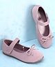 Pine Kids Velcro Closure Closed Toe Ballerina with Bow Applique - Pink