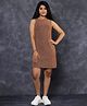 TeenTrums Knit Sleeveless Shimmer Detailed Dress - Brown