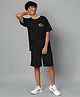 TeenTrums Woven Half Sleeves  Basketball Printed Tee & Shorts Set - Black