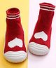 Neska Moda Heart Designed Socks Shoes - Red