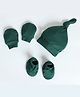Cocoon Care Bamboo Cotton Knit huntgreen Printed Cap Mittens & Booties Set - Green
