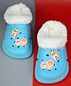 Yellow Bee Milkshake & Girl Applique Detailed Perforated Plush Line Detailed Clogs - Blue