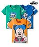 Babyhug Disney Single Jersey Knit Half Sleeves T-Shirts with Mickey & Friends Graphic Pack of 3 - Blue Orange & Green