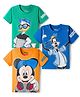 Babyhug Disney Single Jersey Knit Half Sleeves T-Shirts with Mickey & Friends Graphic Pack of 3 - Blue Orange & Green