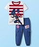 Babyhug Marvel Single Jersey Knit Half Sleeves T-Shirt & Lounge Pant Set with Captain America Graphic - Navy Blue