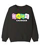 KAVEE Terry Knit Full Sleeves Game Changer Text Printed Light Winter Sweatshirt - Black
