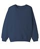 KAVEE Terry Knit Full Sleeves Solid Light Winter Sweatshirt - Navy Blue