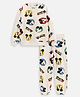 Nap Chief Pure Cotton Knit Mickey Mouse Featuring Full Sleeves Character Printed Coordinating Sweatshirt & Joggers Set - Beige
