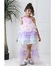 Foreverkidz Sequins Woven Sleeveless Bow Applique & Ruffle Detailed Sequins Embellished High Low Dress - Multi Colour