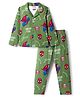 Pine Kids Marvel Single Jersey Knit Full Sleeves Co-ord Night Suit With Spider-Man Print - Green