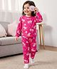 Babyoye 100% Cotton Knit Full Sleeves Co-ords T-Shirt & Pajama Night Suit with Floral Print - Pink