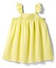 Bonfino 100% Cotton Dobby Woven Sleeveless A Line Dress With Crochet Lace at Yoke - Yellow