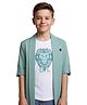 Charchit Cotton Woven Full Sleeves Solid Blazer With Tee - Sea Green