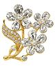 SYGA Women Elegant Floral Brooch for Women and Girls | Designer Saree & Blazer Pin | Fancy Party Wear Flower Shape Jewellry Gift -Silver-22 g