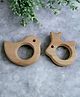 neemtoys Set of 2 Soothing Neem Wooden Teethers of Shapes Dove & Rabbit- Brown