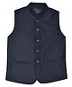 Charchit Sleeveless Solid Nehru Jacket - Navy Blue