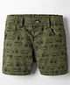 Simply Premium Twill Woven Short With Vehicle Print - Green
