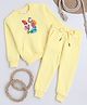 Knitting Doodles Fleece Woven Full Sleeves Love Thyself Text Printed Winter Sweatshirt With Jogger Set - Light Yellow