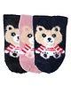 NEXT2SKIN Wool Knit Pack Of 3 Teddy Bear Printed Socks - Black Pink & Navy Blue