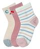 NEXT2SKIN Woollen Pack Of 3 Striped & Cherry Printed Socks - White Beige & Salmon