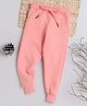 Knitting Doodles Fleece Woven Solid Track Pants - Peach