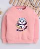 Knitting Doodles Fleece Woven Full Sleeves Skating Panda Printed Light Winter Sweatshirt - Peach