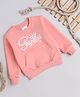 Knitting Doodles Fleece Knit Full Sleeves Princess Text Printed Light Winter Sweatshirt - Peach