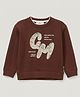 Tacos Knitted Knit Full Sleeves Text Printed & Threadwork Detailed Sweatshirt - Brown