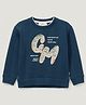 Tacos Knitted Knit Full Sleeves Text Printed & Threadwork  Detailed Sweatshirt - Dark Blue