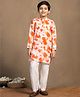 Fashion Dream Cotton Blend Woven Full Sleeves Tie & Dye Printed Kurta & Pyjama Set - Orange