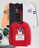 3PIN Knit Pack Of 3 Full Sleeves Racer Text & Reindeer Printed Light Winter Sweatshirts - Multi Colour