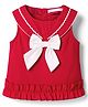 Babyoye Cotton Woven Sleeveless Top With Bow Applique - Red