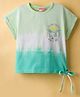 Little Kangaroos Knit Half Sleeves Top With Beach Print - Lime Green