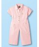 Little Kangaroos Twill Woven Half Sleeves Solid Color Jumpsuit - Pink