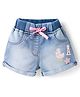 Little Kangaroos Denim Woven Knee Length Shorts with Patch Detailing - Light Blue