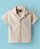 Little Kangaroos Knitted Woven Half Sleeves Shirt With Textured Design - Off White