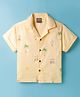 Little Kangaroos Knitted Woven Half Sleeves Shirt With Tree Print - Yellow