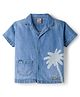 Little Kangaroos Denim Woven Half Sleeves Shirt With Floral Print - Blue