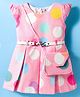 Enfance Core Cap Sleeves Polka Dots Printed Belt Detailed Knee Length Dress With Sling Bag - Pink