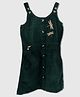 PURPLE UNITED KIDS Corduroy Woven Sleeveless Stone Embellished Dragonfly Designed Dungaree - Dark Green