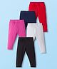 Babyhug Cotton Lycra Knit Full Length Solid Color Leggings Pack of 5 -Multicolor