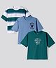 Primo Gino 100% Cotton Knit Drop Shoulder Half Sleeves T-Shirts with Text Print & Stripes Pack of 3 - Multicolor