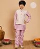 BT DEZINES Cotton Silk Woven Full Sleeves Solid Kurta & Pyjama Set With Jacquard Floral Designed Waistcoat - Lilac