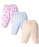 Simply Sinker Knit Full Length Lounge Pant With Animal Print Pack Of 3 - Light Blue Pink & Cream